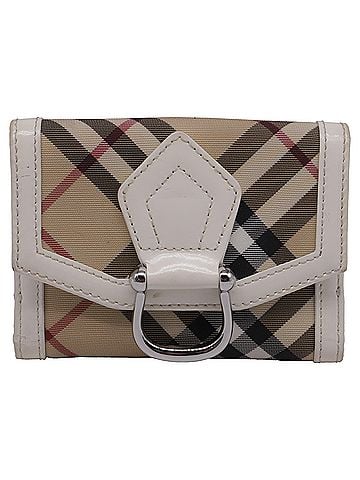 Burberry  Burberry Nova-Check D-Ring Compact Wallet in Beige Canvas (view 1)