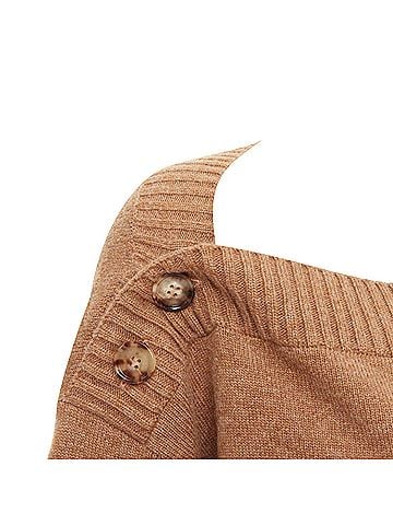 Burberry BURBERRY camel brown wool horn button bateau neck sweater L (view 2)