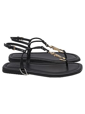 J.W. Anderson Jw Anderson Anchor-Logo Ankle Strap Flat Sandals in Black Leather (view 1)