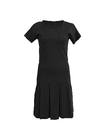 Theory Theory Scoop Neck Drop-Waist Mini Dress in Black Viscose (view 1)