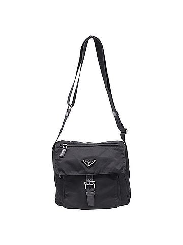 Prada Prada Re-Nylon Vela Single Buckled Messenger Bag in Black Polyamide  (view 1)