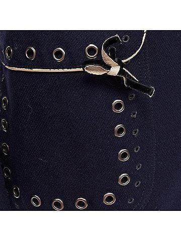 Prada rare PRADA 2004 Runway navy wool grommet leather longline officer coat IT36 XXS (view 2)