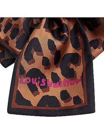 Louis Vuitton Louis Vuitton Stephen Sprouse black fur brown leopard graffiti collar scarf (view 2)