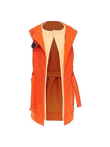 Prada rare PRADA 2018 Runway orange virgin wool belted puffer lined long vest IT38 XS (view 1)