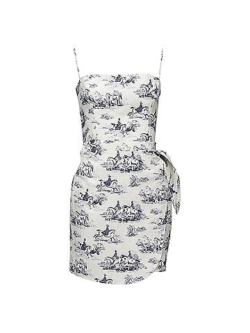 Reformation REFORMATION Tabatha blue white linen Toile de Jouy print dress US2 S (view 1)