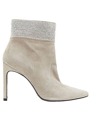 Stuart Weitzman Stuart Weitzman Highbeams grey fossil suede crystal embellished bootie EU38.5 (view 1)