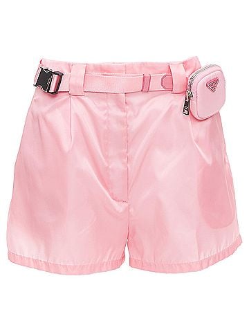 Prada PRADA 2021 Re-Nylon pink triangle logo mini pouch high waist shorts IT38 XS (view 1)