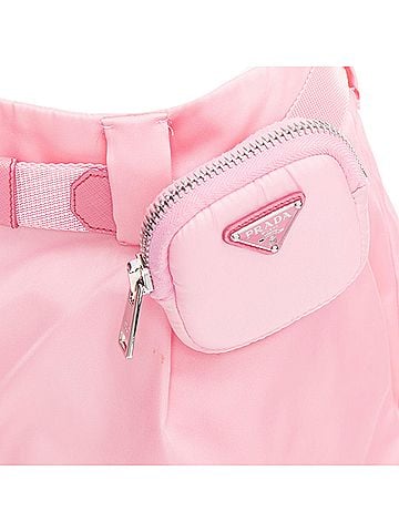 Prada PRADA 2021 Re-Nylon pink triangle logo mini pouch high waist shorts IT38 XS (view 2)