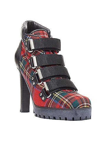 Dsquared2 DSQUARED2 red tartan wool punk buckle ankle booties EU36 (view 2)