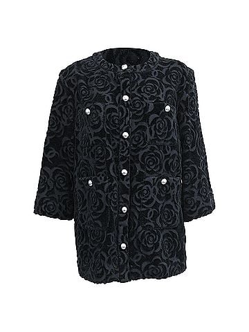 Chanel Chanel Camellia Floral-Print Button-Down Blazer in Black Velvet (view 1)