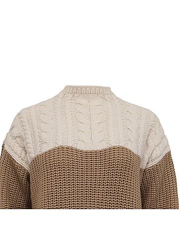 Sandro Sandro Cable Knit Sweater in Brown Wool  (view 2)