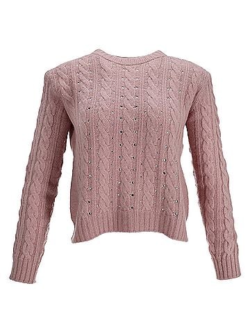 Philosophy Di Lorenzo Serafini Philosophy di Lorenzo Serafini Embellished Cable Knit Sweater in Pink Polyamide (view 1)