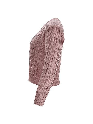 Philosophy Di Lorenzo Serafini Philosophy di Lorenzo Serafini Embellished Cable Knit Sweater in Pink Polyamide (view 2)