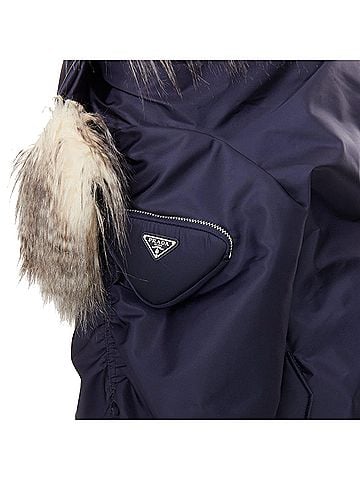 Prada rare PRADA 2021 Runway brown faux fur off shoulder bomber coat IT38 XS Rihanna (view 2)