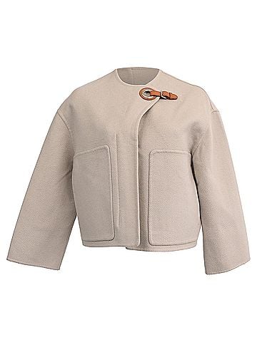 Hermès Hermès Jacket With Buckle Detail in Beige Cashmere (view 1)