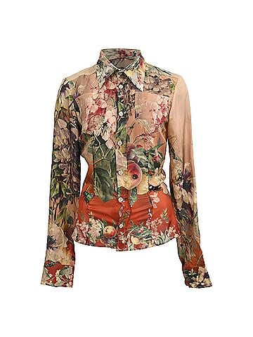 Jean Paul Gaultier Jean Paul Gaultier Floral Print Button Down Shirt in Multicolor Silk (view 1)