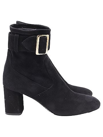 Burberry Burberry Britannia Buckled Ankle Boots in Black Suede (view 1)