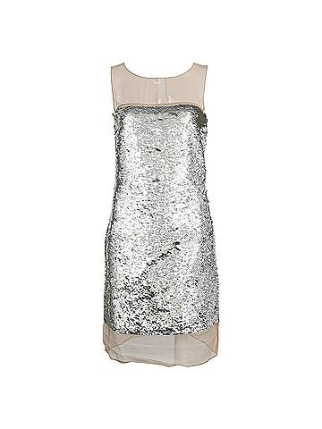 Michael Kors Michael Kors Bateau Neckline Knee-Length Dress in Silver Sequin (view 1)