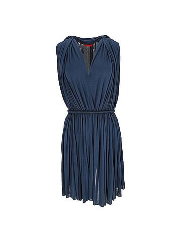Lanvin  Lanvin V-Neck Gathered Mini Dress in Navy Blue Viscose (view 1)