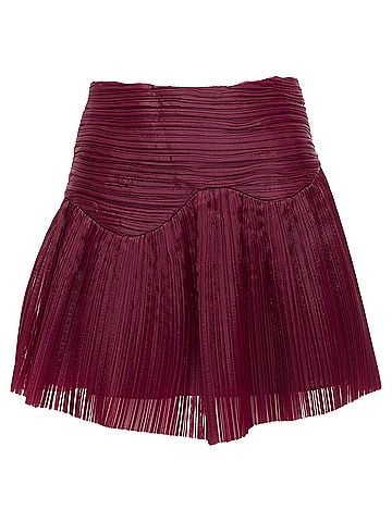 Aje. AJE Laurier Wave burgundy plisse organza high waist mini skirt UK6 XS (view 1)
