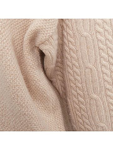 Max Mara MAX MARA beige virgin wool cashmere cable knit sleeve sweater S (view 2)