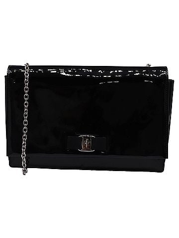 Salvatore Ferragamo  Salvatore Ferragamo Vara Bow Chain Shoulder Bag in Black Patent Leather (view 1)