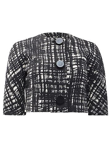 Michael Kors  Michael Kors Single-Breasted Tweed Cropped Blazer in Black Wool (view 1)
