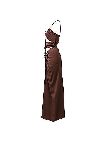 Christopher Esber Christopher Esber Cutout Halterneck Maxi Dress in Brown Viscose (view 2)