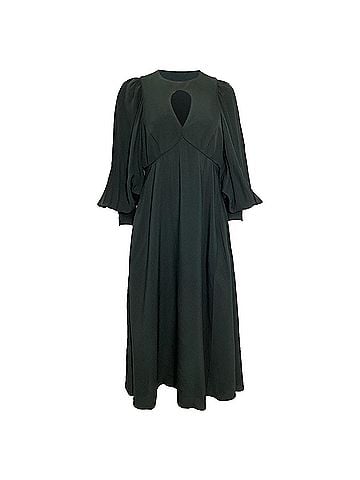 Zimmermann Zimmermann Keyhole Balloon-Sleeve Crepe Midi Dress in Green Viscose (view 1)
