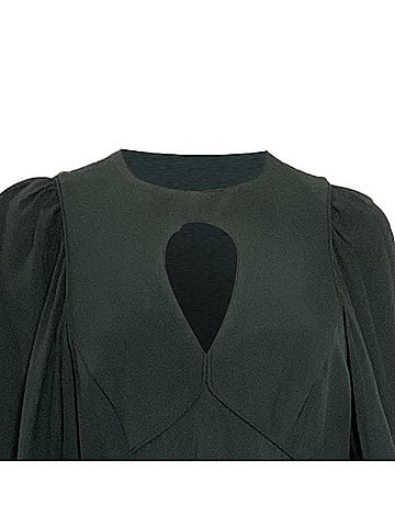 Zimmermann Zimmermann Keyhole Balloon-Sleeve Crepe Midi Dress in Green Viscose (view 2)