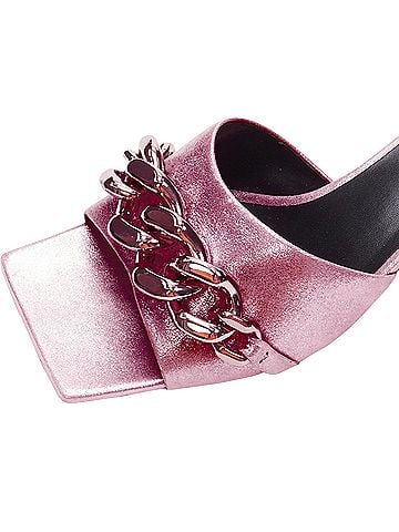 Versace Versace chunky chain metallic kitten comma heel sandals (view 2)