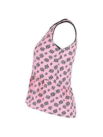 Sandro Sandro Paris Printed Peplum Top in Pink Polyester (view 2)