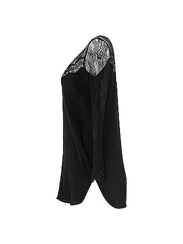 Sandro  Sandro Paris Lace Detail Blouse in Black Polyester (view 2)
