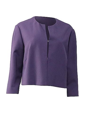 HUGO BOSS Hugo Boss Jileky Collarless Short Jacket in Purple Polyester (view 1)