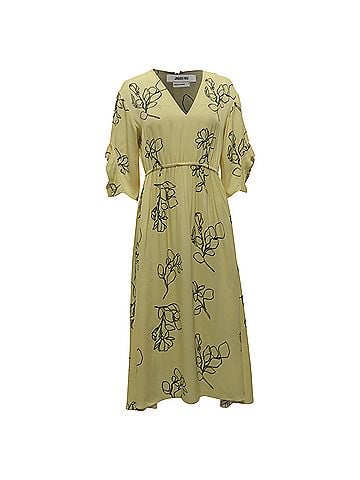 Jason Wu Jason Wu Floral-Print V-Neck Midi Dress in Pastel Yellow Viscose (view 1)