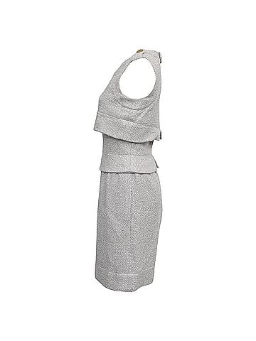 Chanel Chanel 2016 Tiered Bouclé Knee Length Dress in Grey Viscose (view 2)