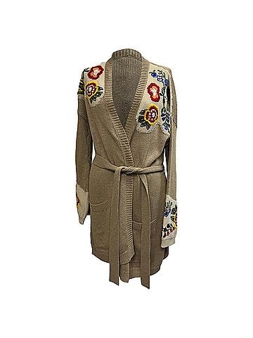 ETRO Etro Embroidered Cardigan in Beige Silk (view 1)