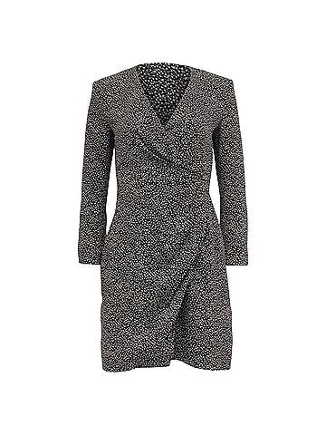 Saint Laurent Saint Laurent Wrap Mini Dress in Black Viscose (view 1)
