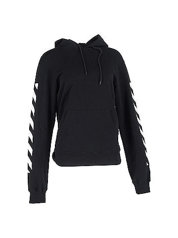 OFF-WHITE Off-White Diag Arrow Slim Hoodie in Black Cotton (view 1)
