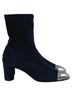 Stuart Weitzman 100% Suede Blue  Stuart Weitzman Fernanda Cap-Toe Sock Ankle Boots in Navy Blue Suede Size EU 37 1/2 - photo 1