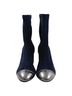 Stuart Weitzman 100% Suede Blue  Stuart Weitzman Fernanda Cap-Toe Sock Ankle Boots in Navy Blue Suede Size EU 37 1/2 - photo 2
