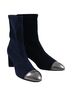 Stuart Weitzman 100% Suede Blue  Stuart Weitzman Fernanda Cap-Toe Sock Ankle Boots in Navy Blue Suede Size EU 37 1/2 - photo 4