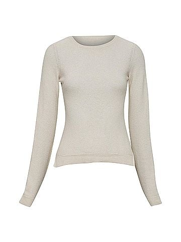 Loro Piana LORO PIANA 100% cashmere beige fine waffle knit crew neck sweater IT38 XS (view 1)