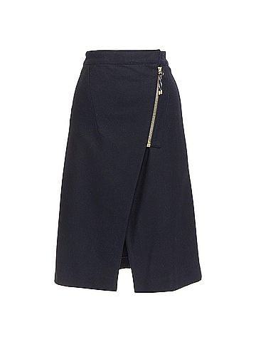 Acne ACNE STUDIOS 2016 Panna Wool black silver asymmetric zip knee skirt FR32 XXS (view 1)