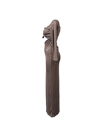 Christopher Esber Christopher Esber Distort Quartz Off-Shoulder Maxi Dress in Brown Polyester (view 2)