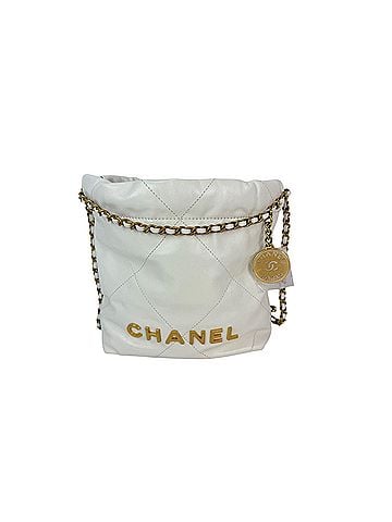 Chanel Chanel 22 Mini Shiny Calfskin Quilted White Crossbody Bag (view 1)