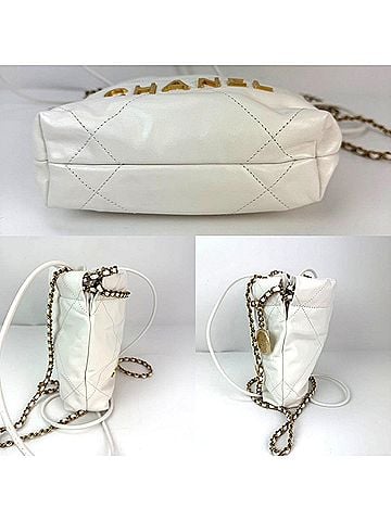 Chanel Chanel 22 Mini Shiny Calfskin Quilted White Crossbody Bag (view 2)
