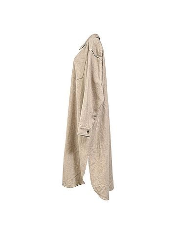 The Frankie Shop The Frankie Shop Buttoned Long Coat in Beige Wool  (view 2)