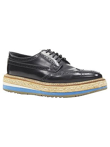 Prada Prada perforated leather jute espadrille platform brogue (view 2)