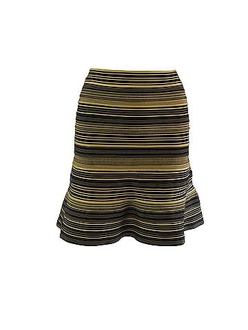 Herve Leger Herve Leger Banded Flare Skirt in Yellow/Black Cotton (view 1)